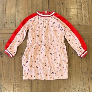 Mini Boden Provence dusty pink floral mock neck dress 2-3 years
